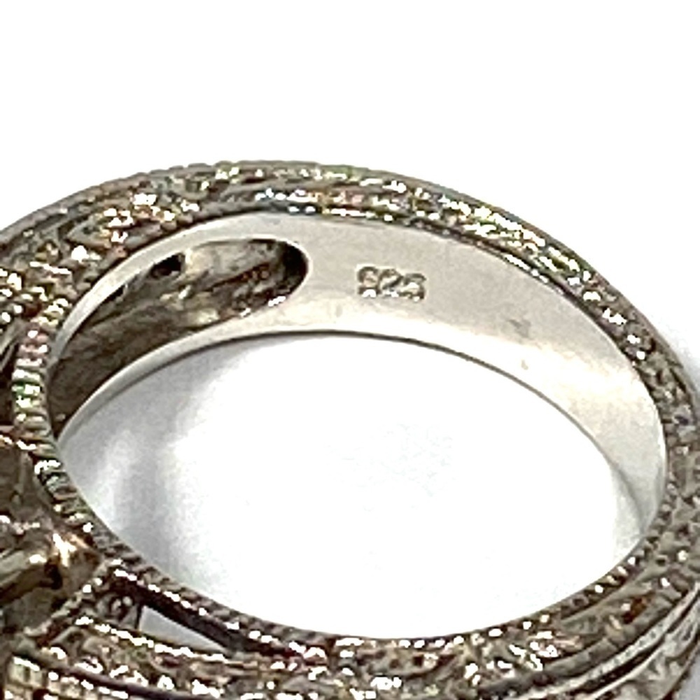 925 Sterling Silver Ring Size 6 CZs Square Clear Blue Edged Design 7.20g - Picture 3 of 12